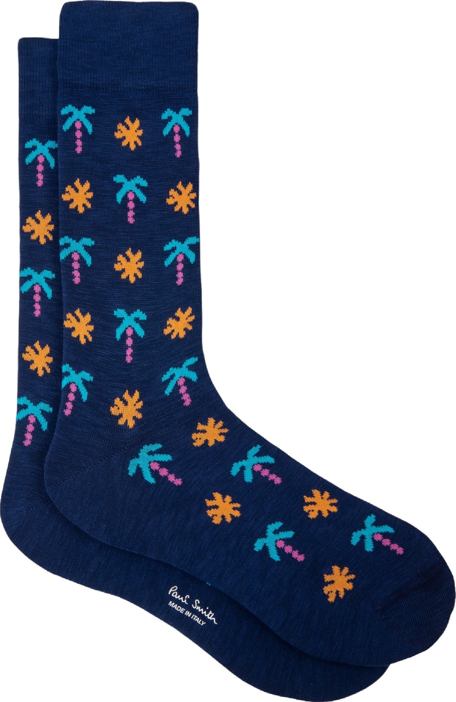 Chaussettes navy palmiers turquoise M1A 800MO HF783 47 Paul Smith Homme