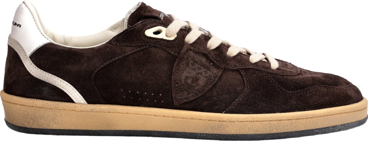 Heren Lage leren sneaker met subtiel detail Bruin