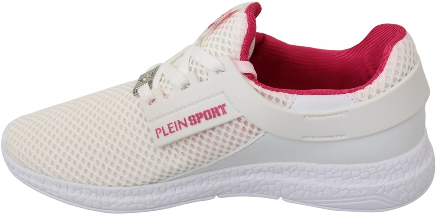 Philipp Plein White Pink Polyester Becky Sneakers Shoes