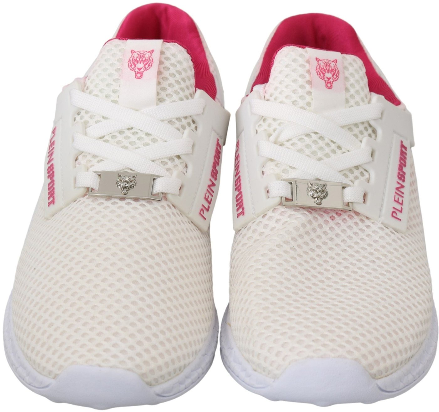 Philipp Plein White Pink Polyester Becky Sneakers Shoes