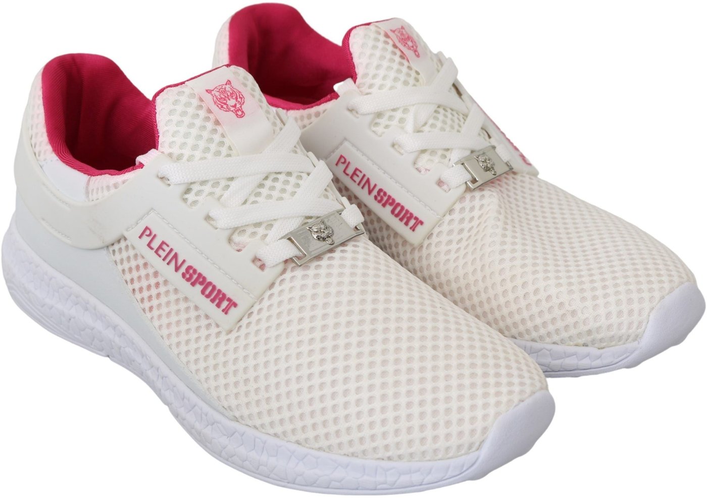Philipp Plein White Pink Polyester Becky Sneakers Shoes