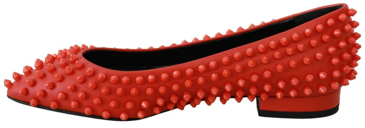 Philipp Plein Orange Leather Ballerina WHAT I DO Flats Shoes