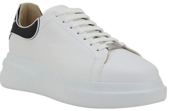 Philipp Plein White Calf Leather Bos Taurus Low Top Sneakers
