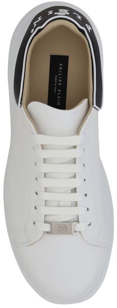 Philipp Plein White Calf Leather Bos Taurus Low Top Sneakers