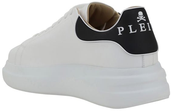 Philipp Plein White Calf Leather Bos Taurus Low Top Sneakers