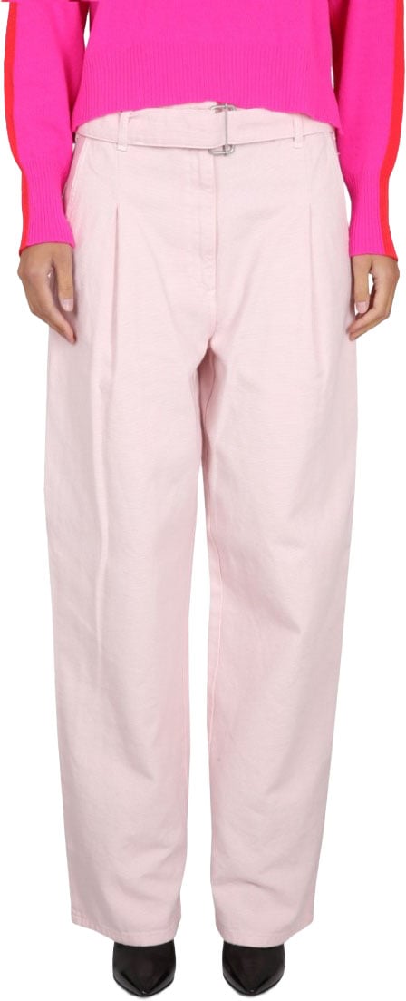 Relaxed High-Waisted Denim Pants With Pleats