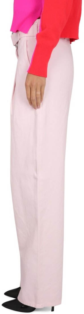 Relaxed High-Waisted Denim Pants With Pleats