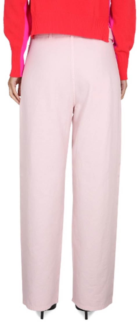 Relaxed High-Waisted Denim Pants With Pleats