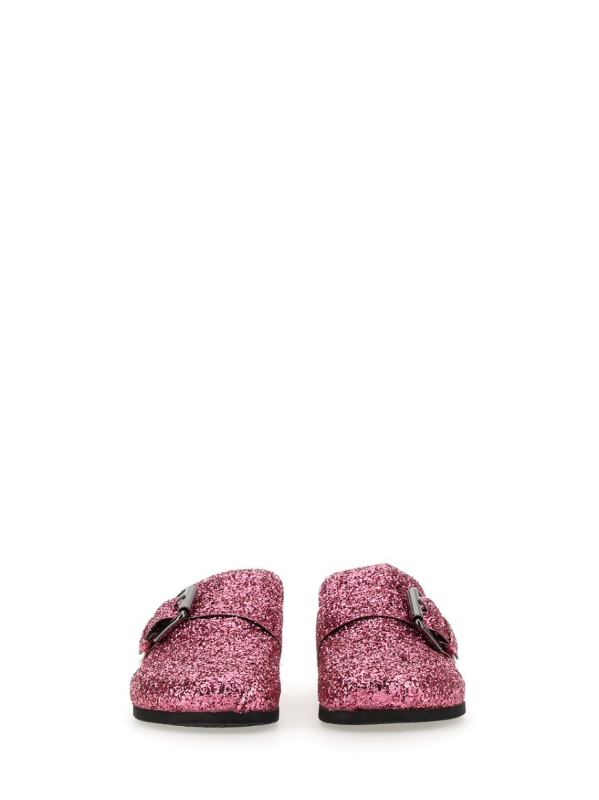 Glitter-Embellished Slip-On Sandals