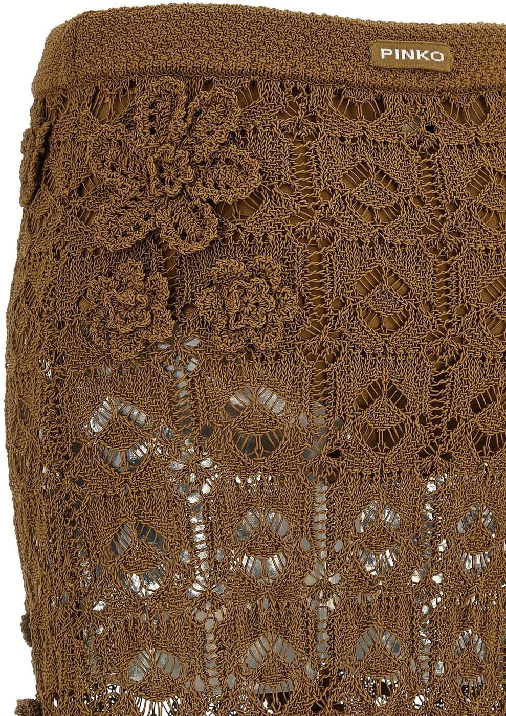 PINKO Brown Cotton Midi Skirt