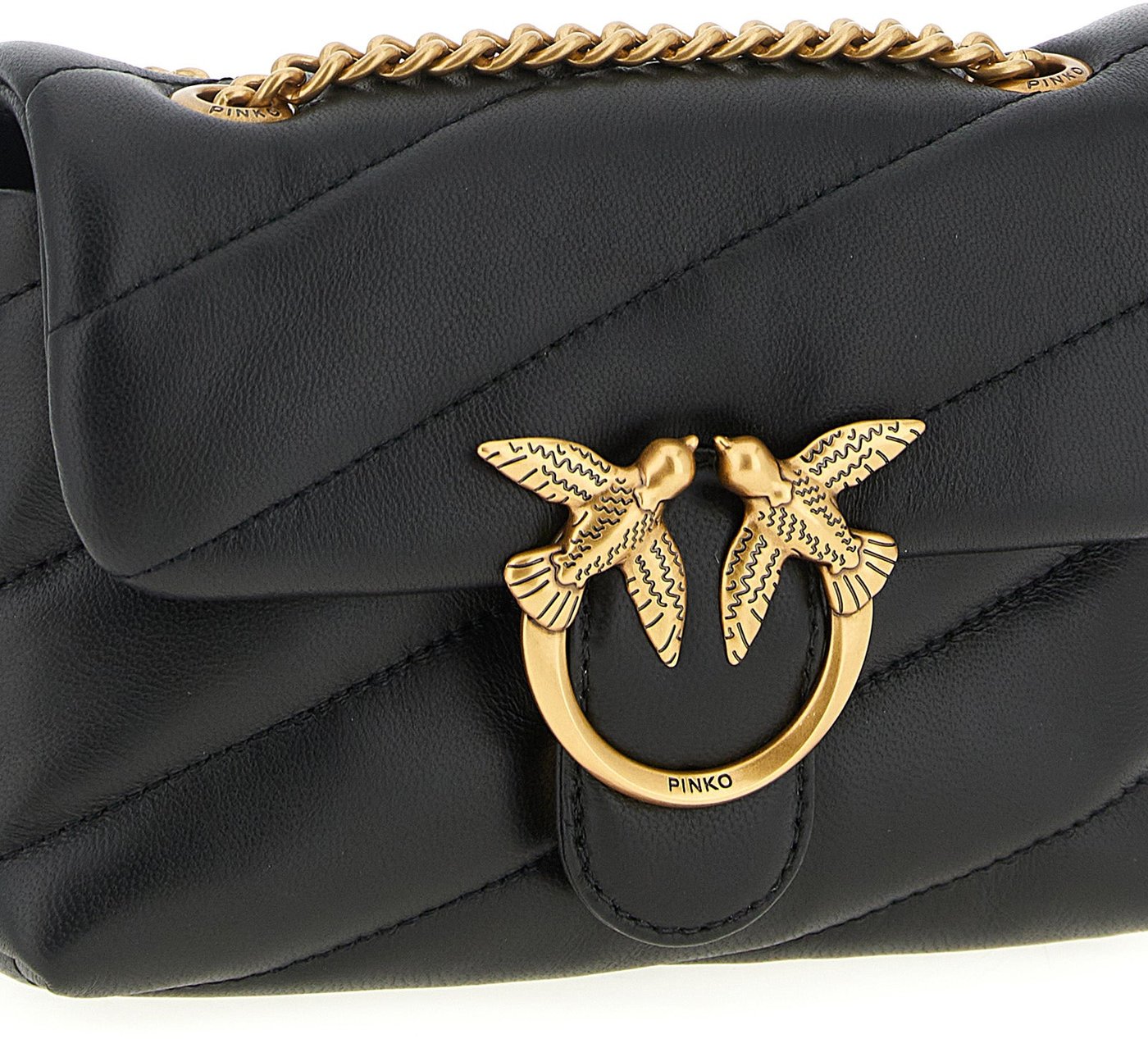 PINKO Black Lamb Leather Crossbody Bag