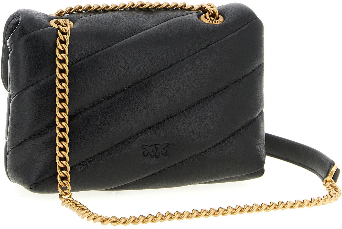 PINKO Black Lamb Leather Crossbody Bag