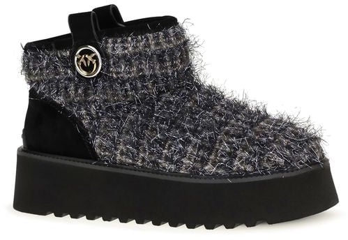 PINKO Black Fabric Ankle Boots