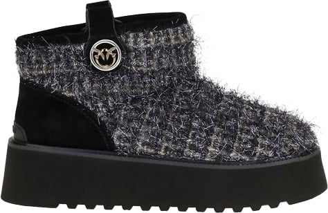 PINKO Black Fabric Ankle Boots