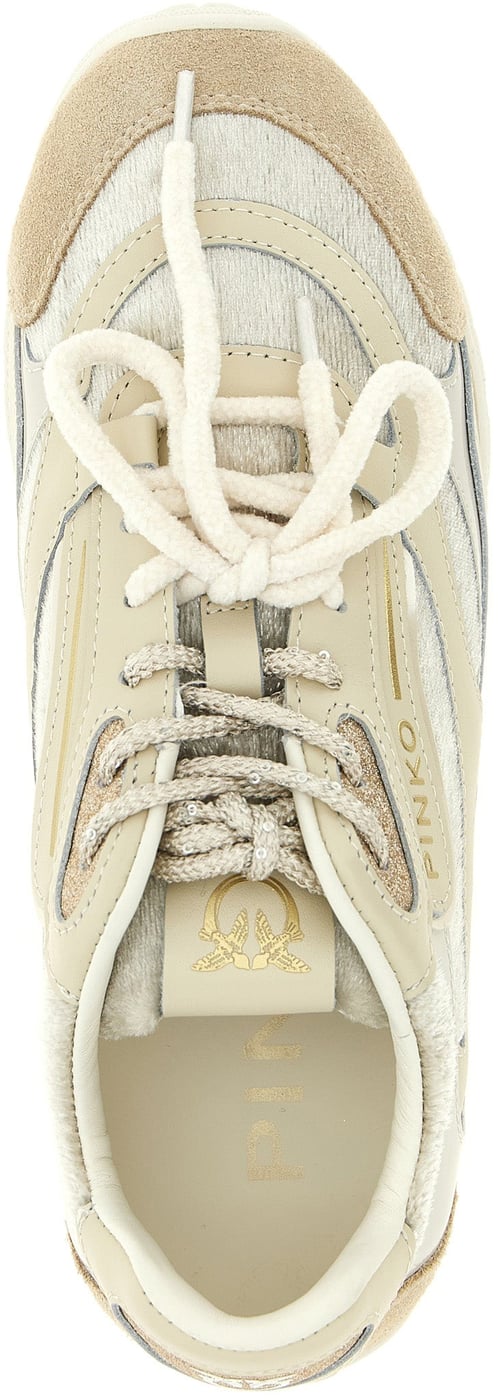 PINKO White Leather Low Top Sneakers