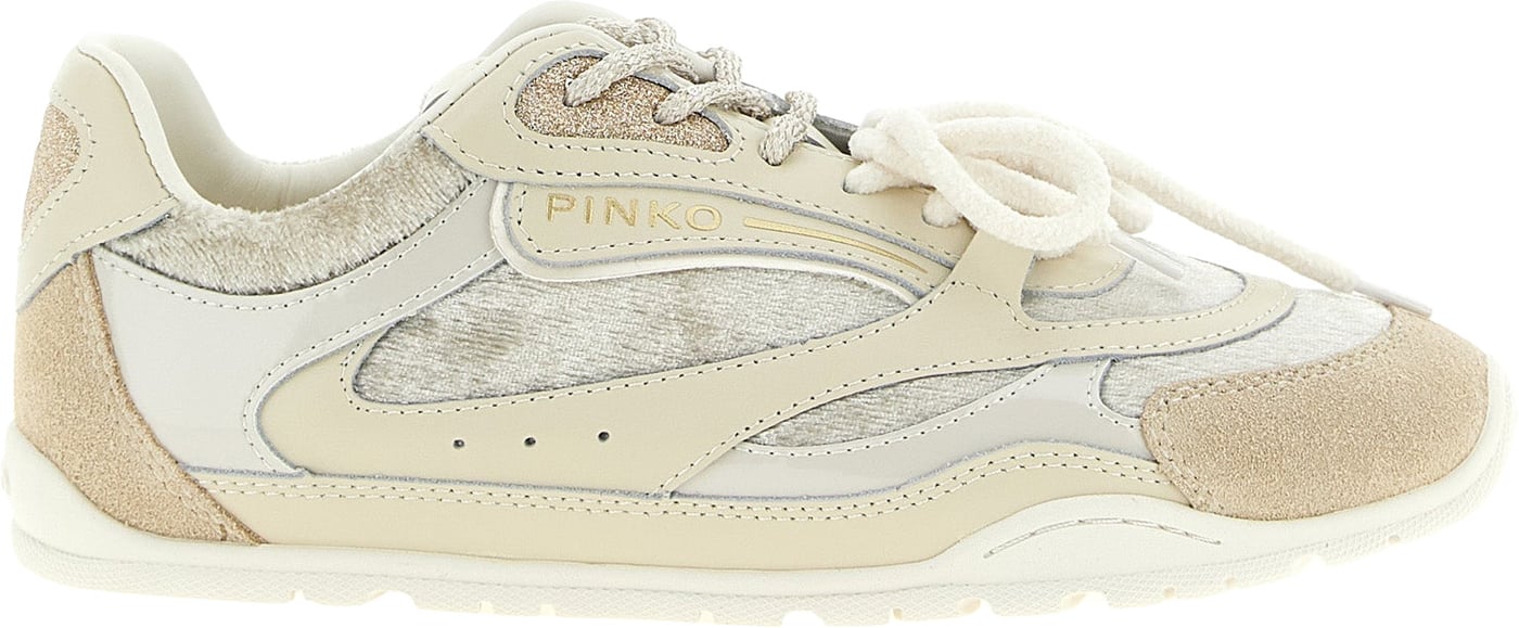 PINKO White Leather Low Top Sneakers
