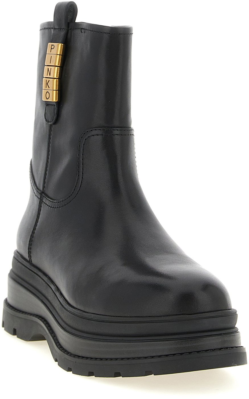 PINKO Black Cowhide Ankle Boots