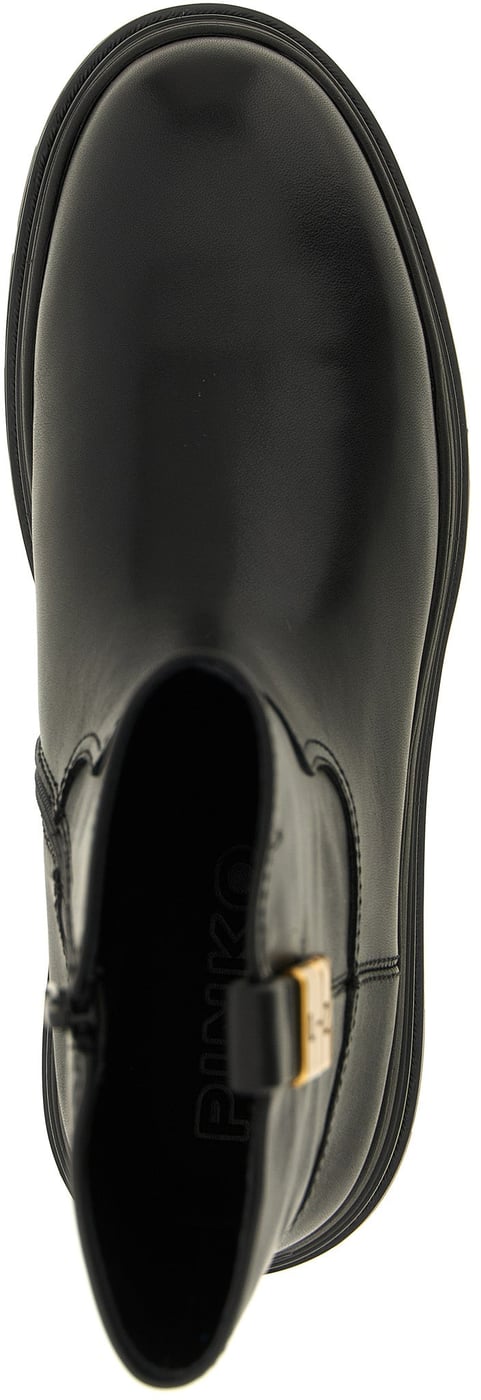 PINKO Black Cowhide Ankle Boots