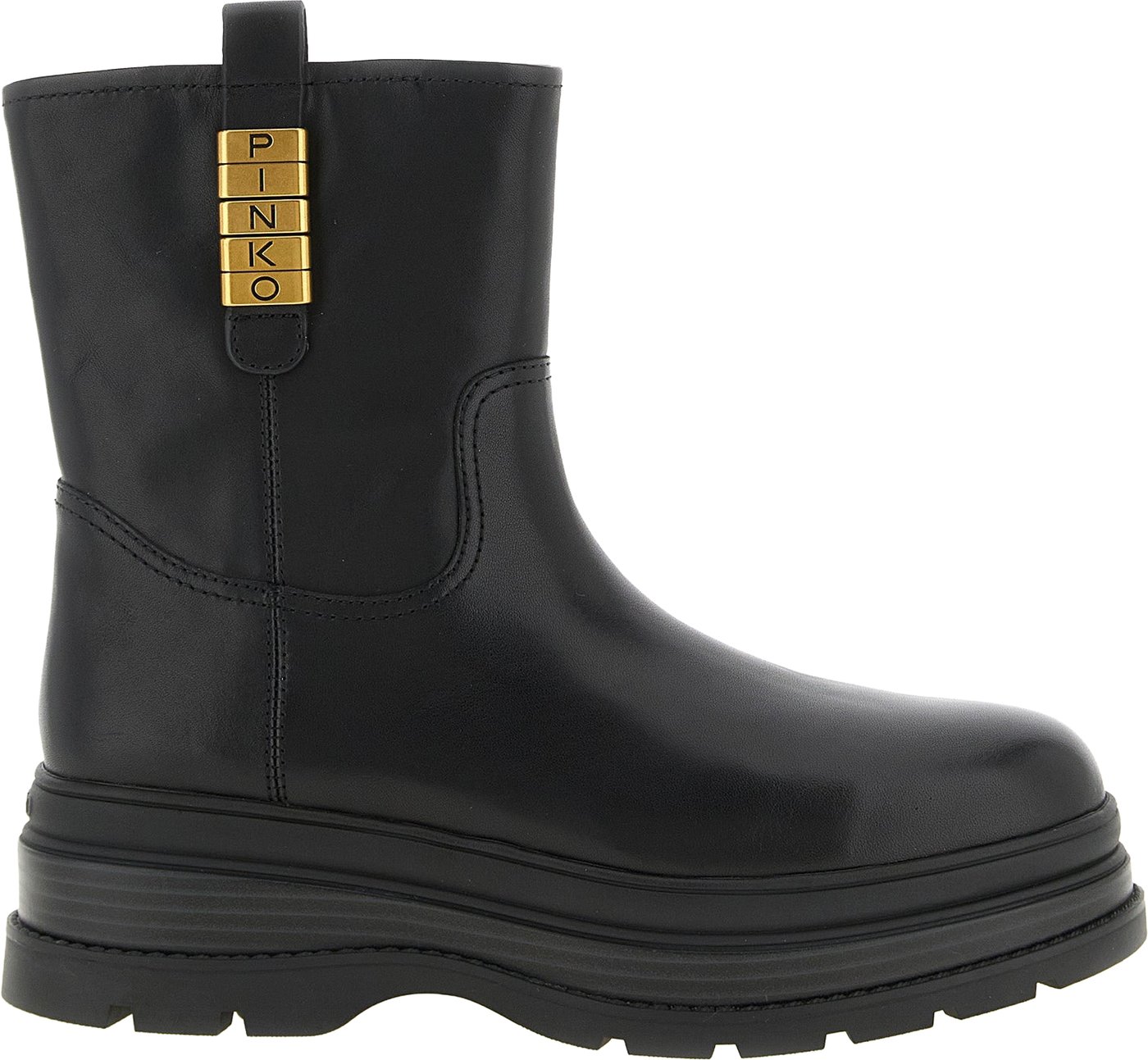 PINKO Black Cowhide Ankle Boots