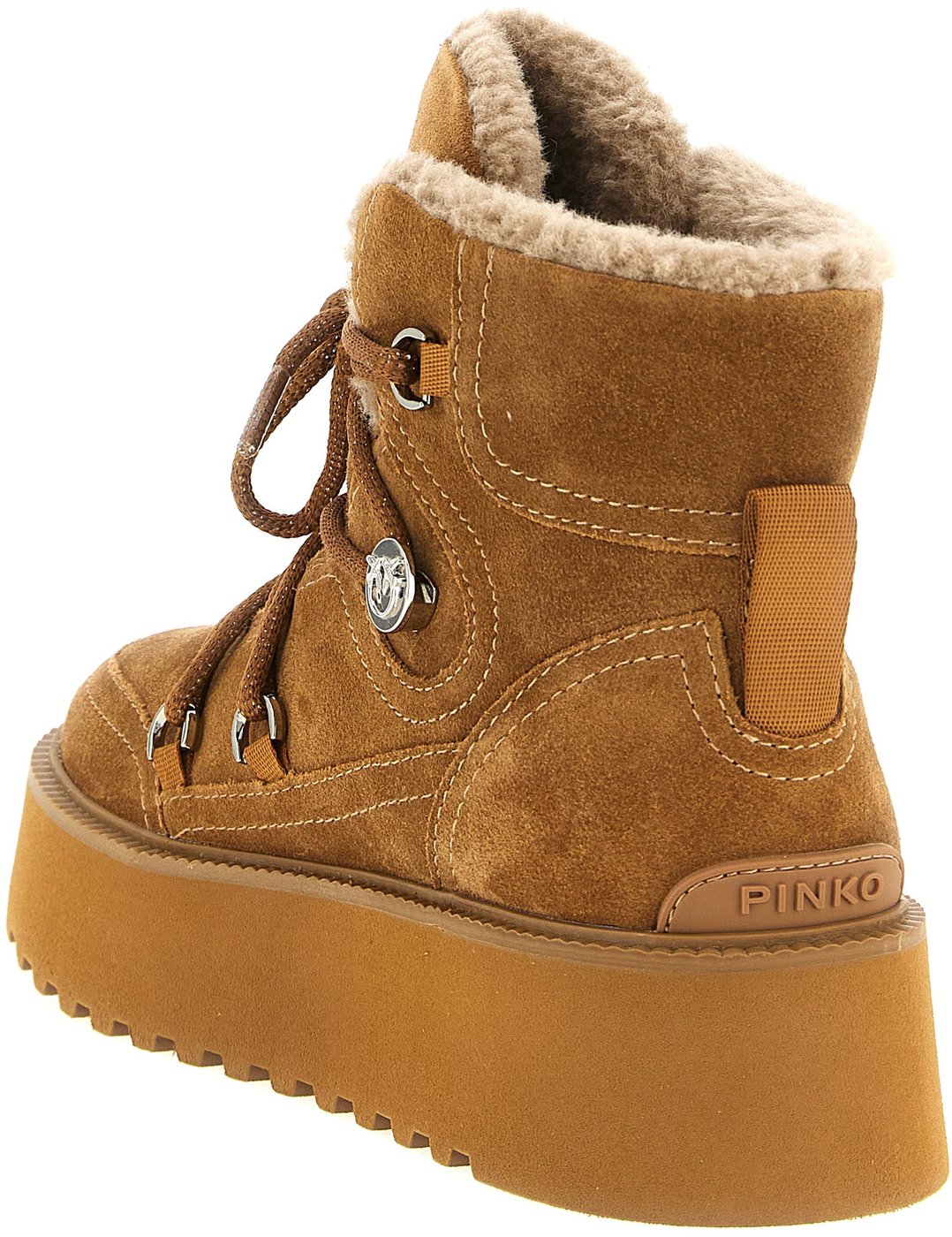 PINKO Brown Cowhide Flat Boots