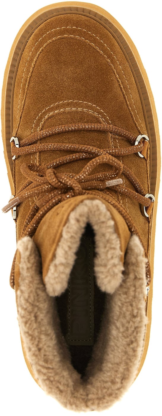 PINKO Brown Cowhide Flat Boots