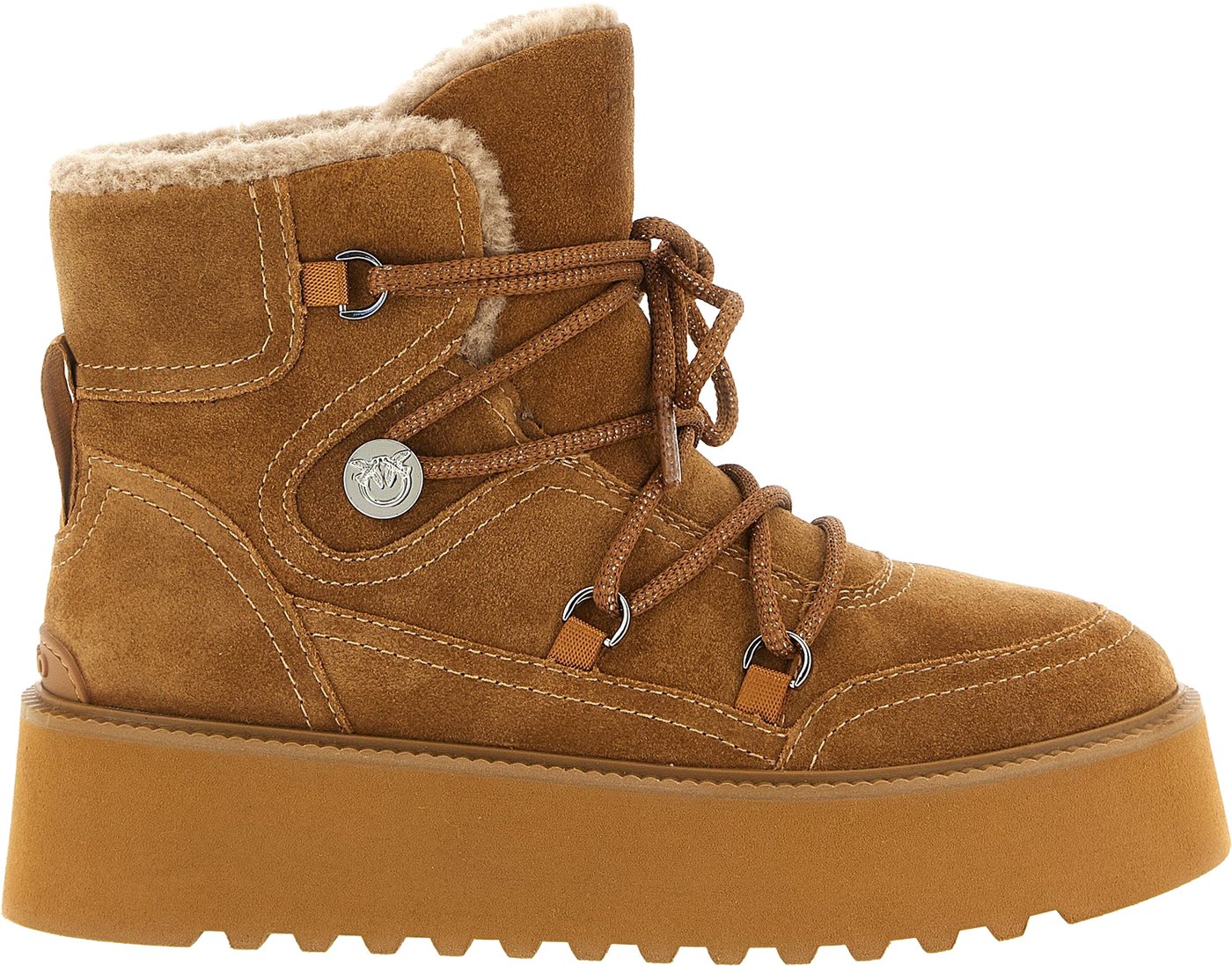 PINKO Brown Cowhide Flat Boots