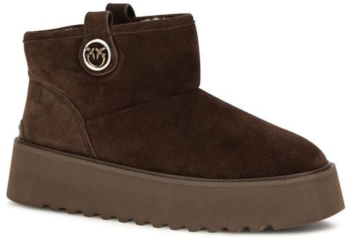 PINKO Brown Calf Leather Bos Taurus Flat Boots