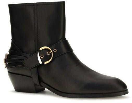 Black Metallic Buckle Ankle Boots