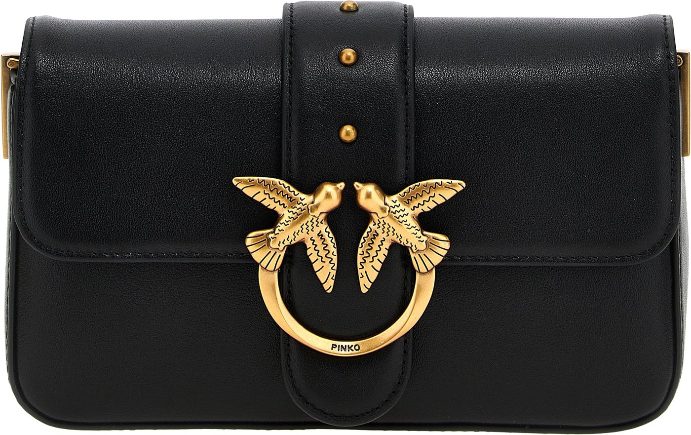 PINKO Black Calfskin Shoulder Bag