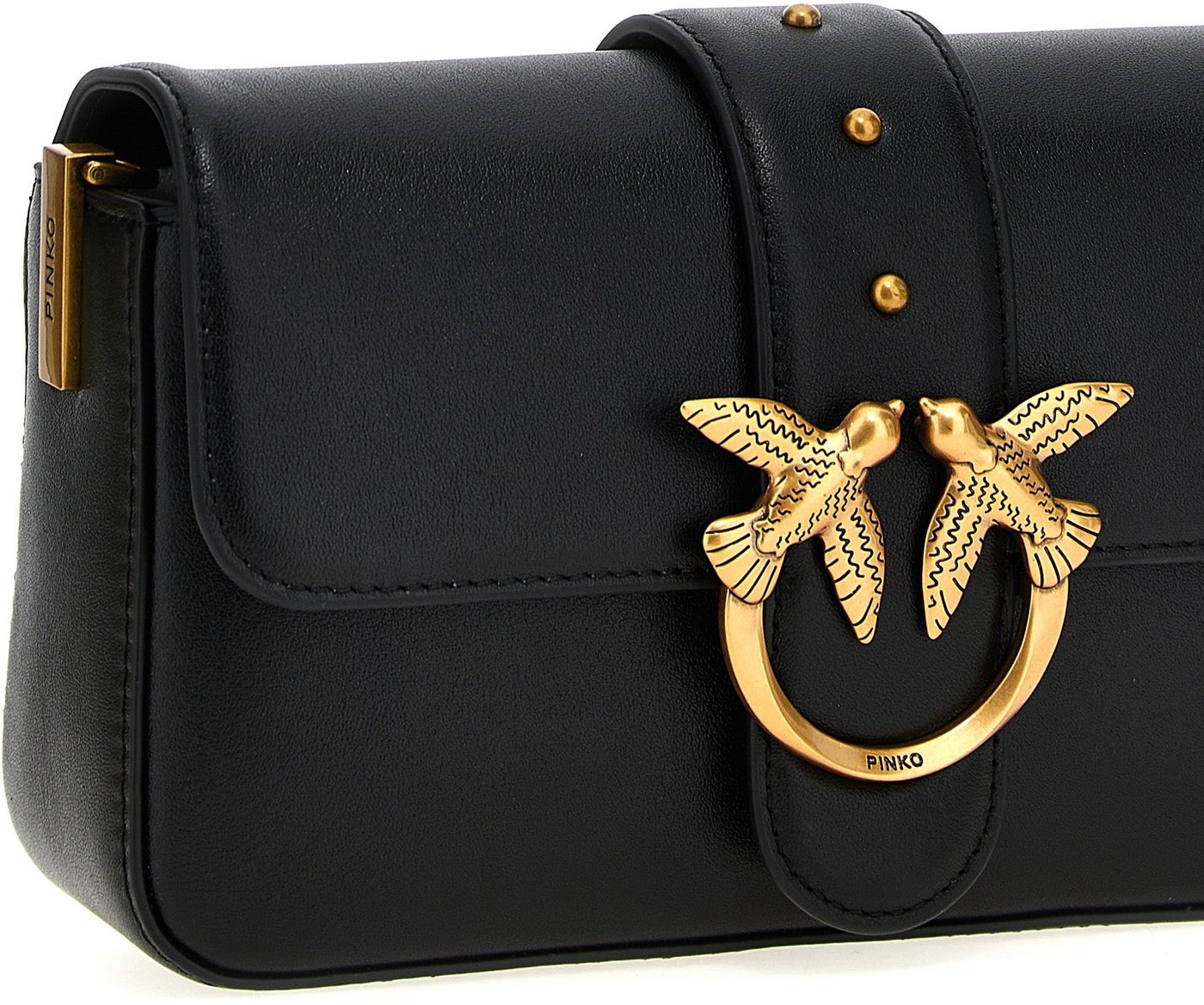 PINKO Black Calfskin Shoulder Bag