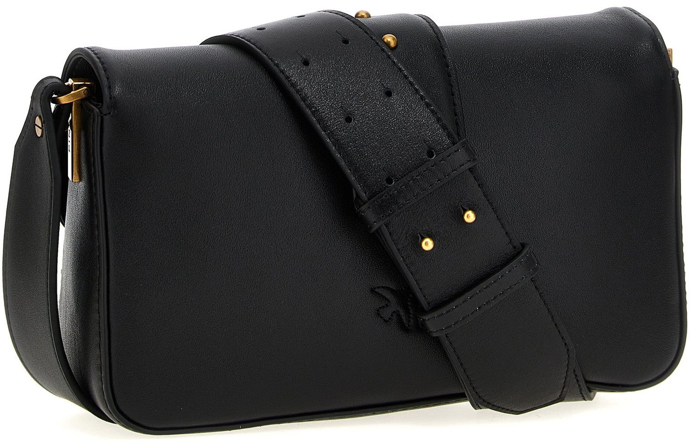 PINKO Black Calfskin Shoulder Bag