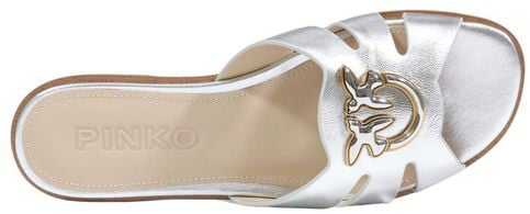 PINKO White Leather Slippers
