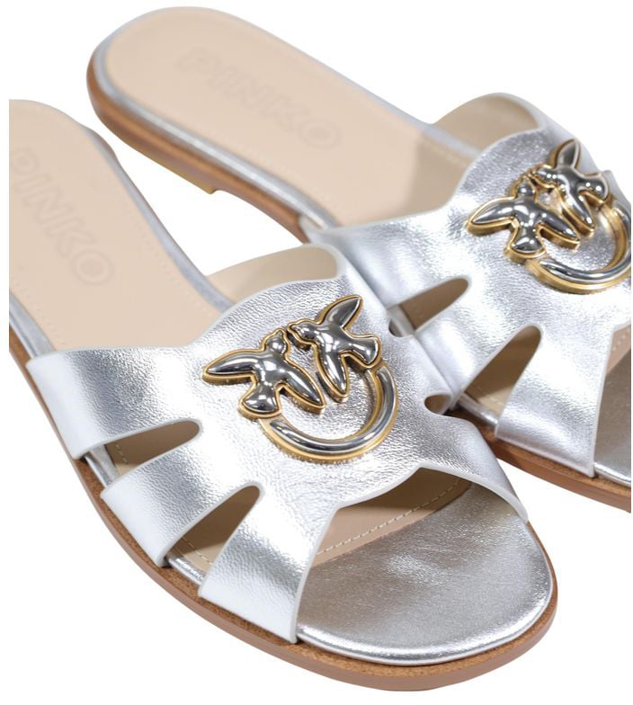 PINKO White Leather Slippers