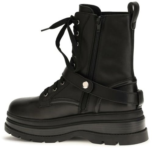 PINKO Black Calf Leather Bos Taurus Lace-Up Boots