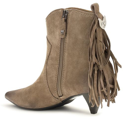 Beige Didi Fringed Suede Boots