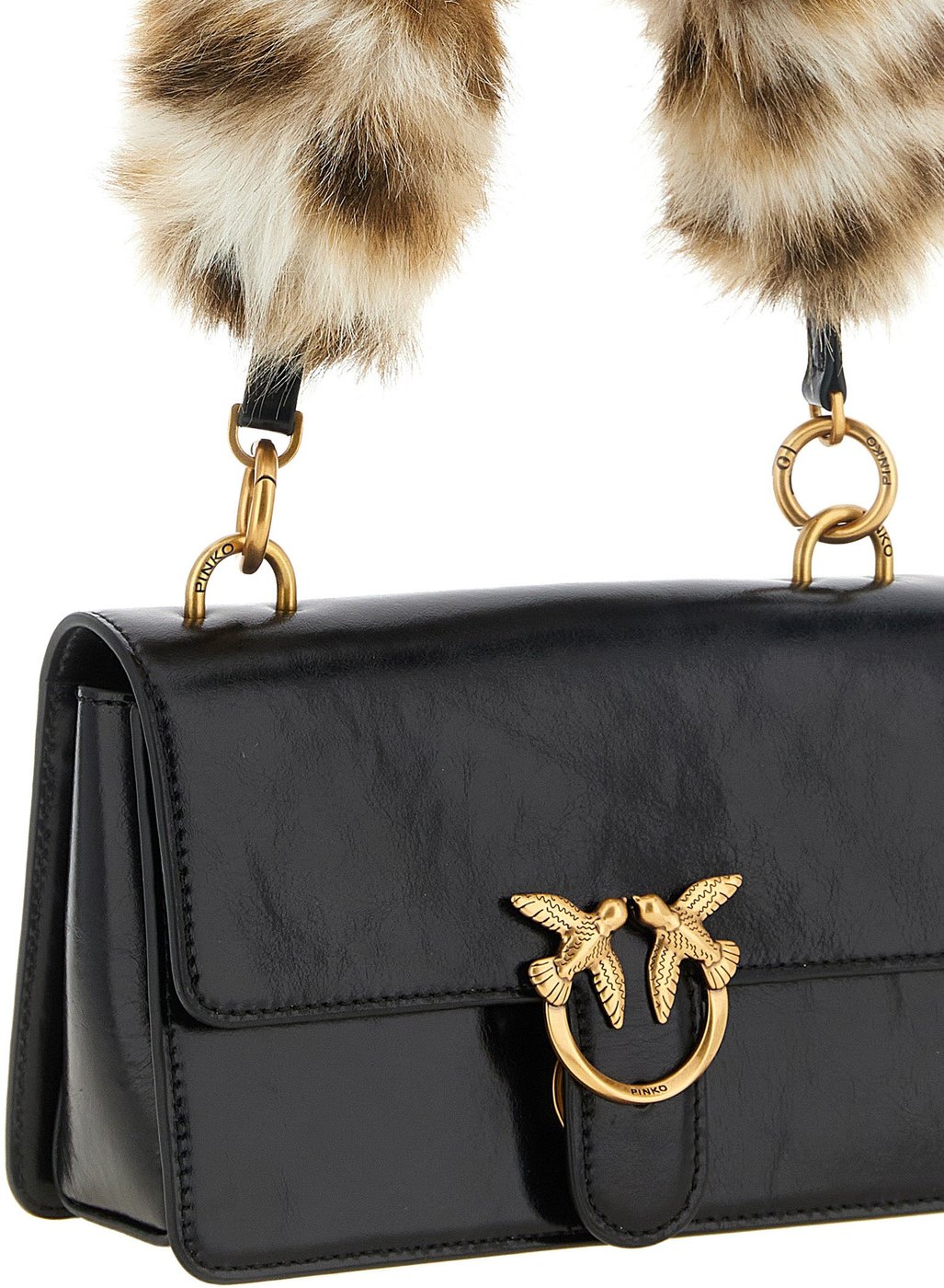 PINKO Black Calfskin Shoulder Bag