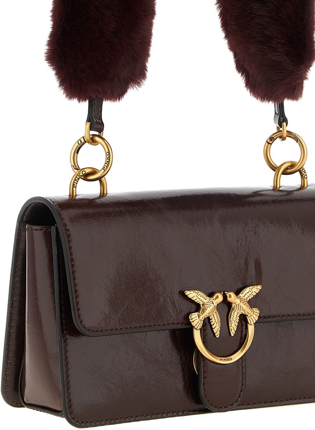 PINKO Bordeaux Calfskin Shoulder Bag