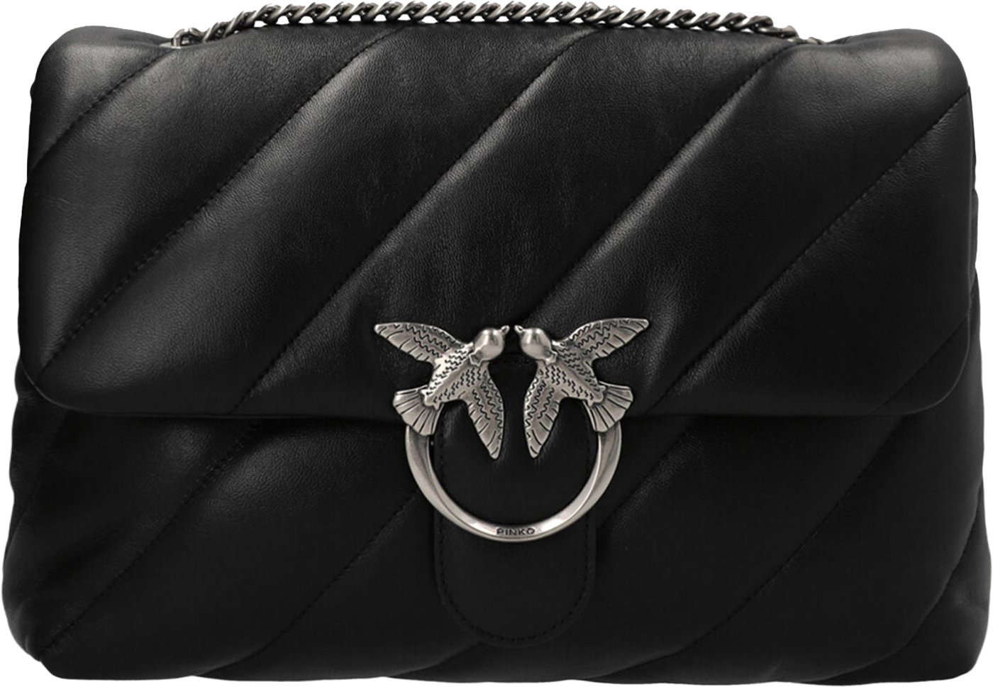 PINKO Black Lamb Leather Crossbody Bag
