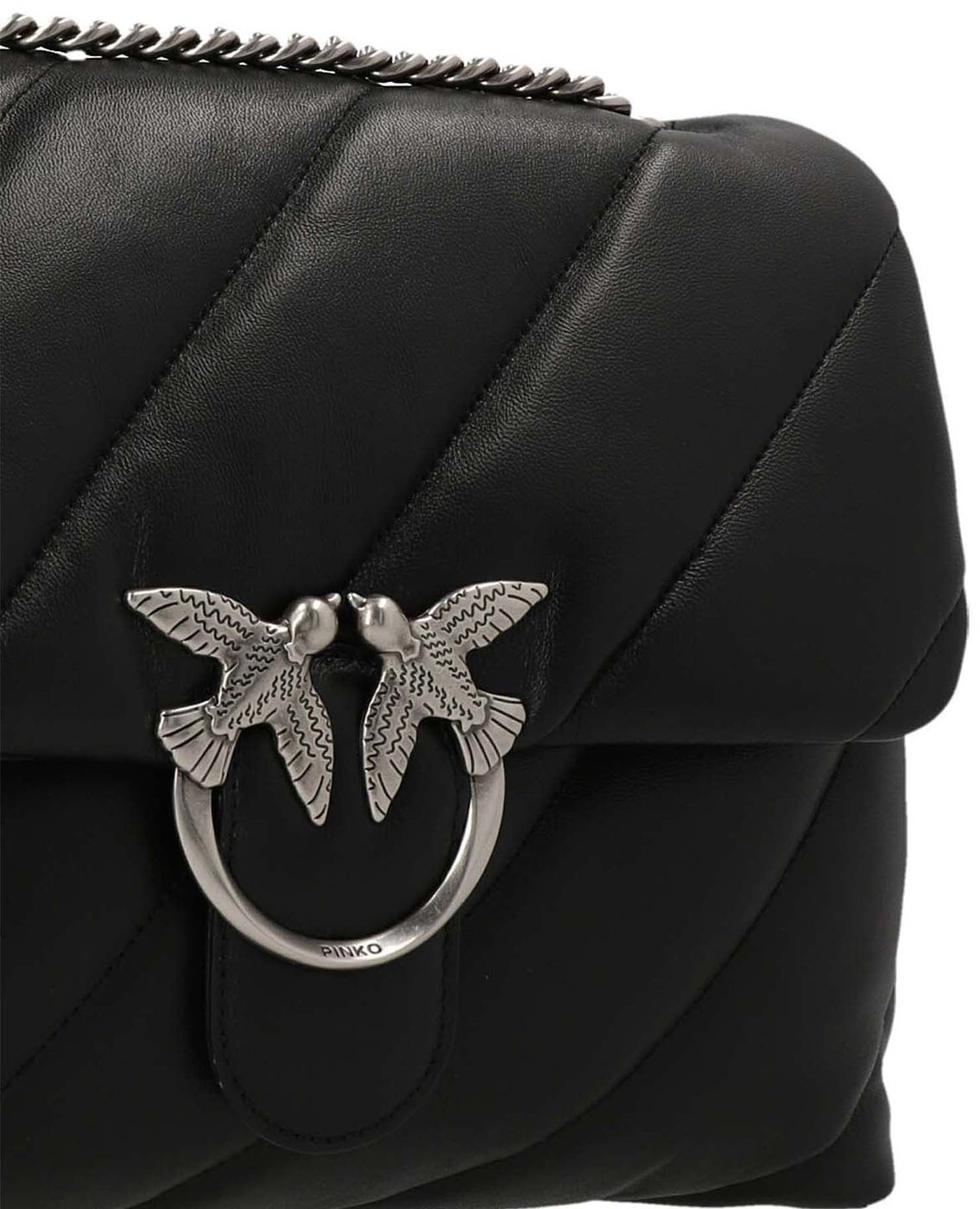 PINKO Black Lamb Leather Crossbody Bag