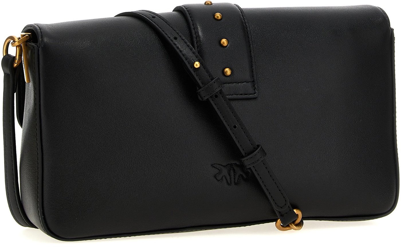 PINKO Black Calfskin Shoulder Bag