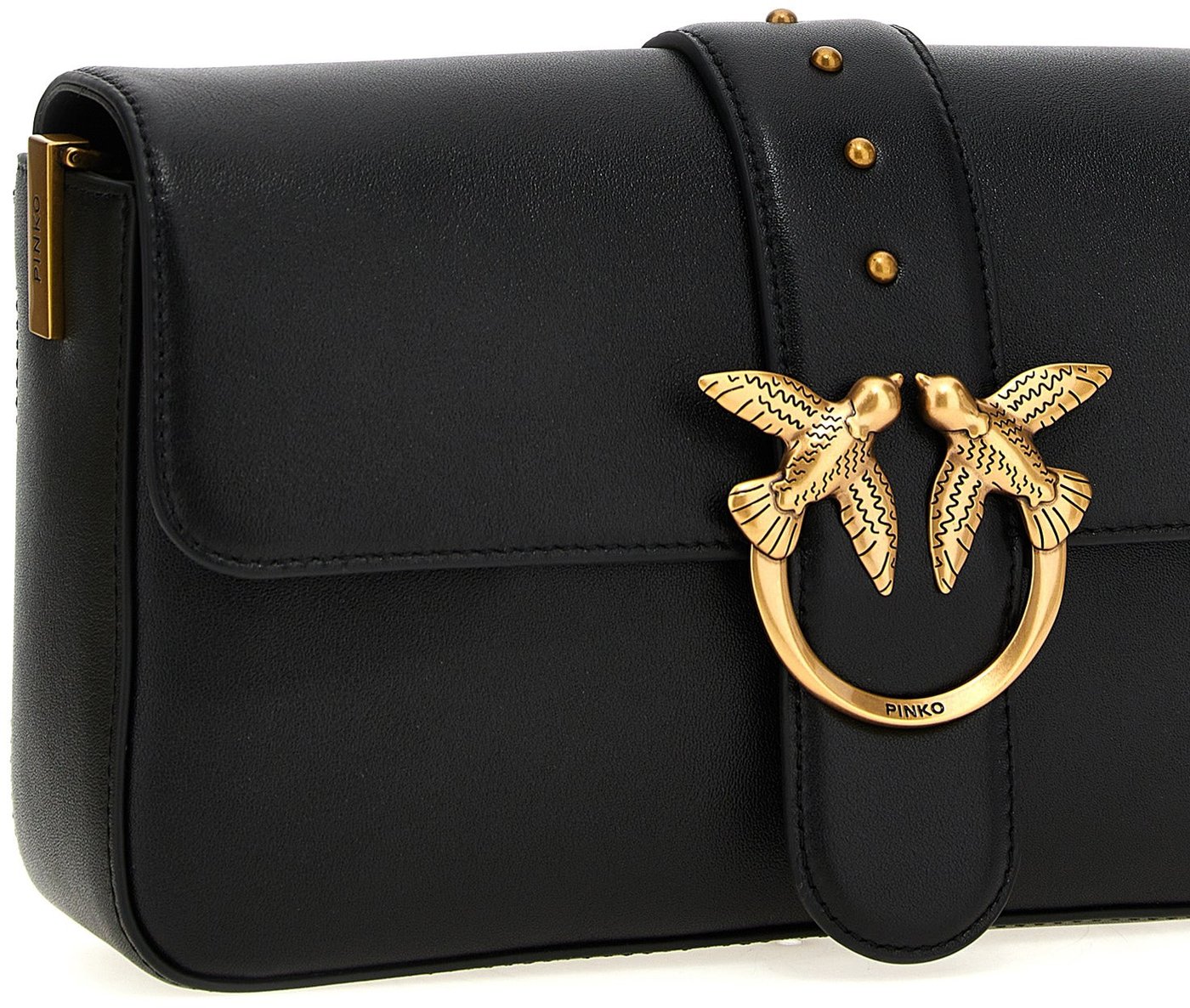 PINKO Black Calfskin Shoulder Bag