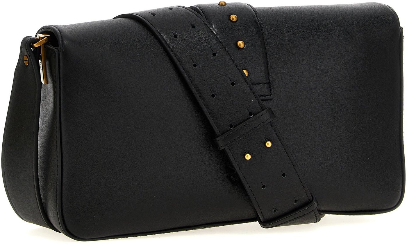 PINKO Black Calfskin Shoulder Bag
