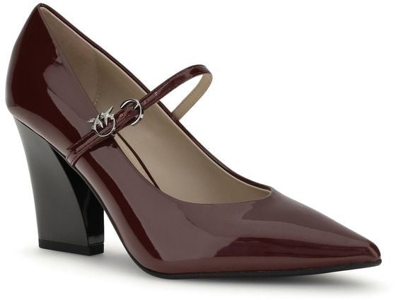 PINKO Bordeaux Calf Leather Bos Taurus High Heel Pumps