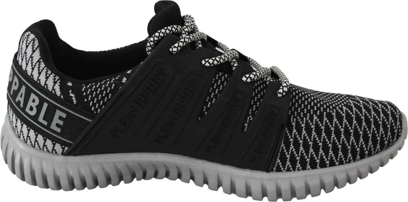 Plein Sport Black Polyester Runner Mason Sneakers Shoes