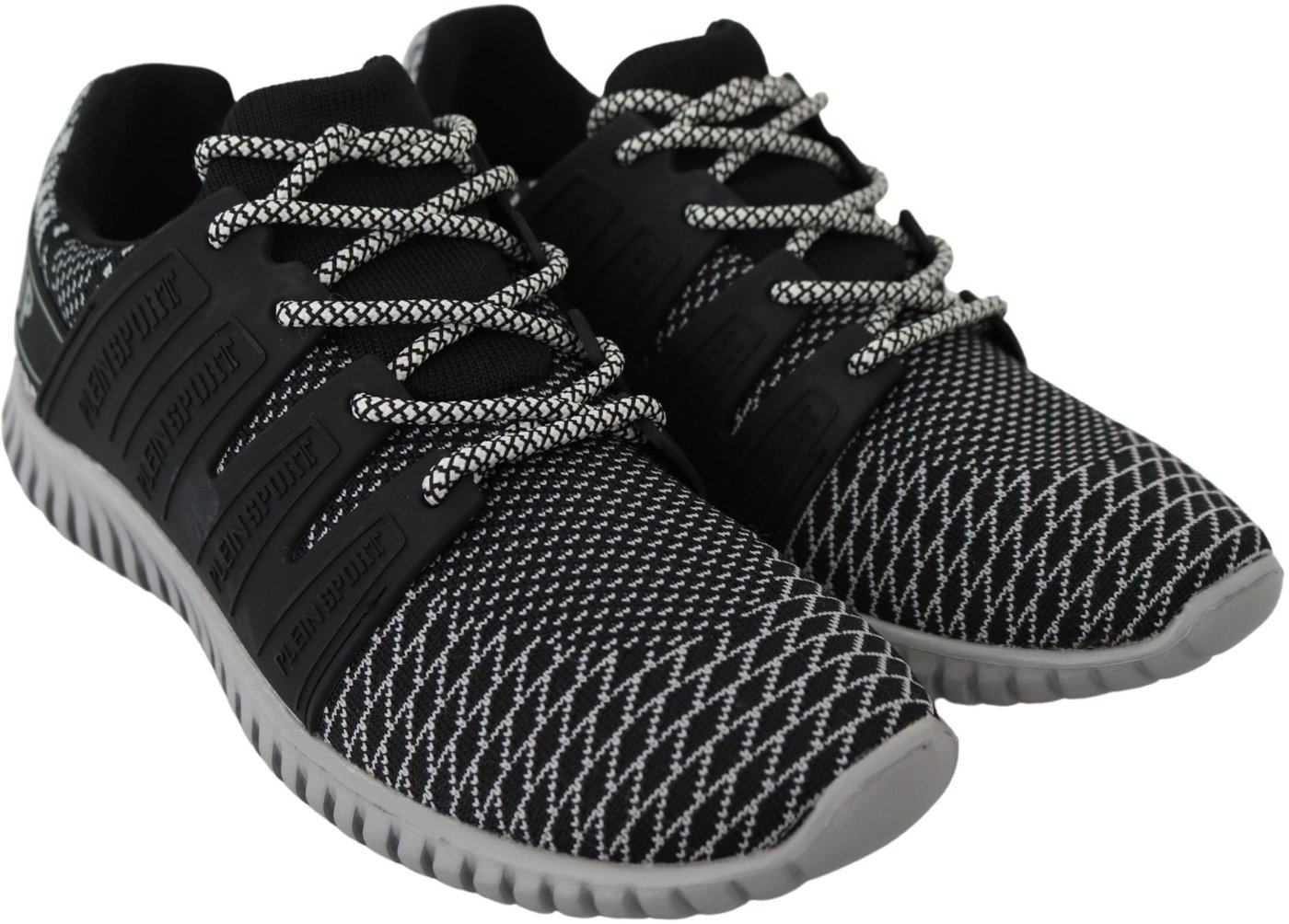 Plein Sport Black Polyester Runner Mason Sneakers Shoes