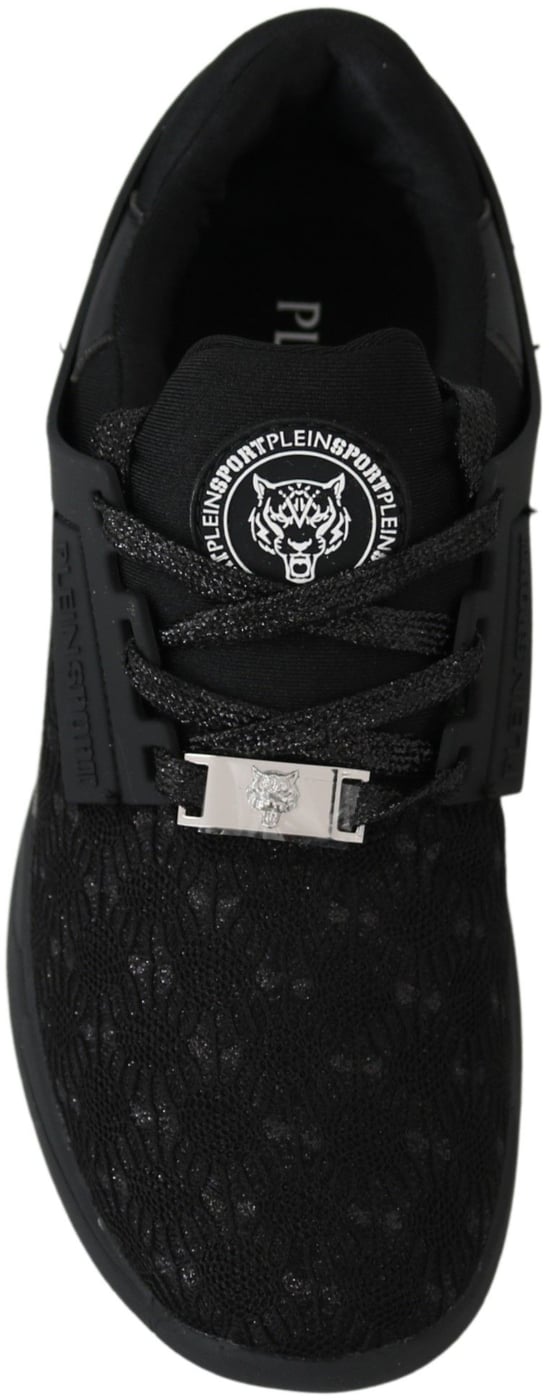 Plein Sport Black Polyester Runner Beth Sneakers Shoes