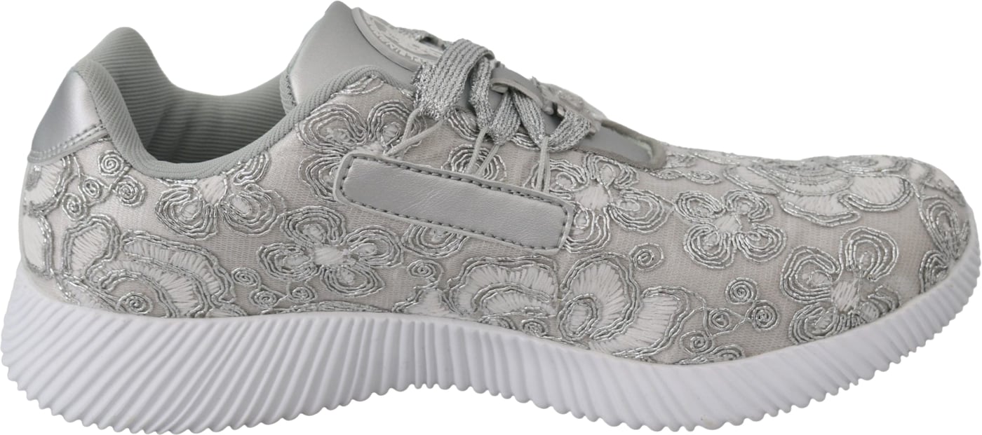Plein Sport Silver Polyester Runner Joice Sneakers Shoes