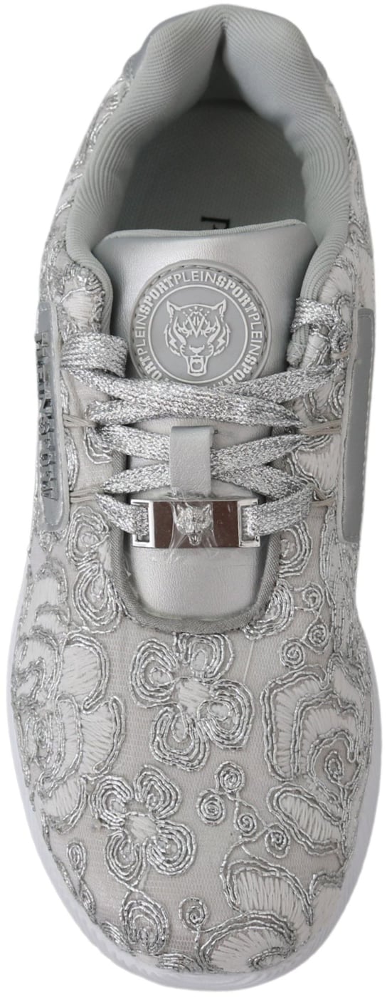 Plein Sport Silver Polyester Runner Joice Sneakers Shoes