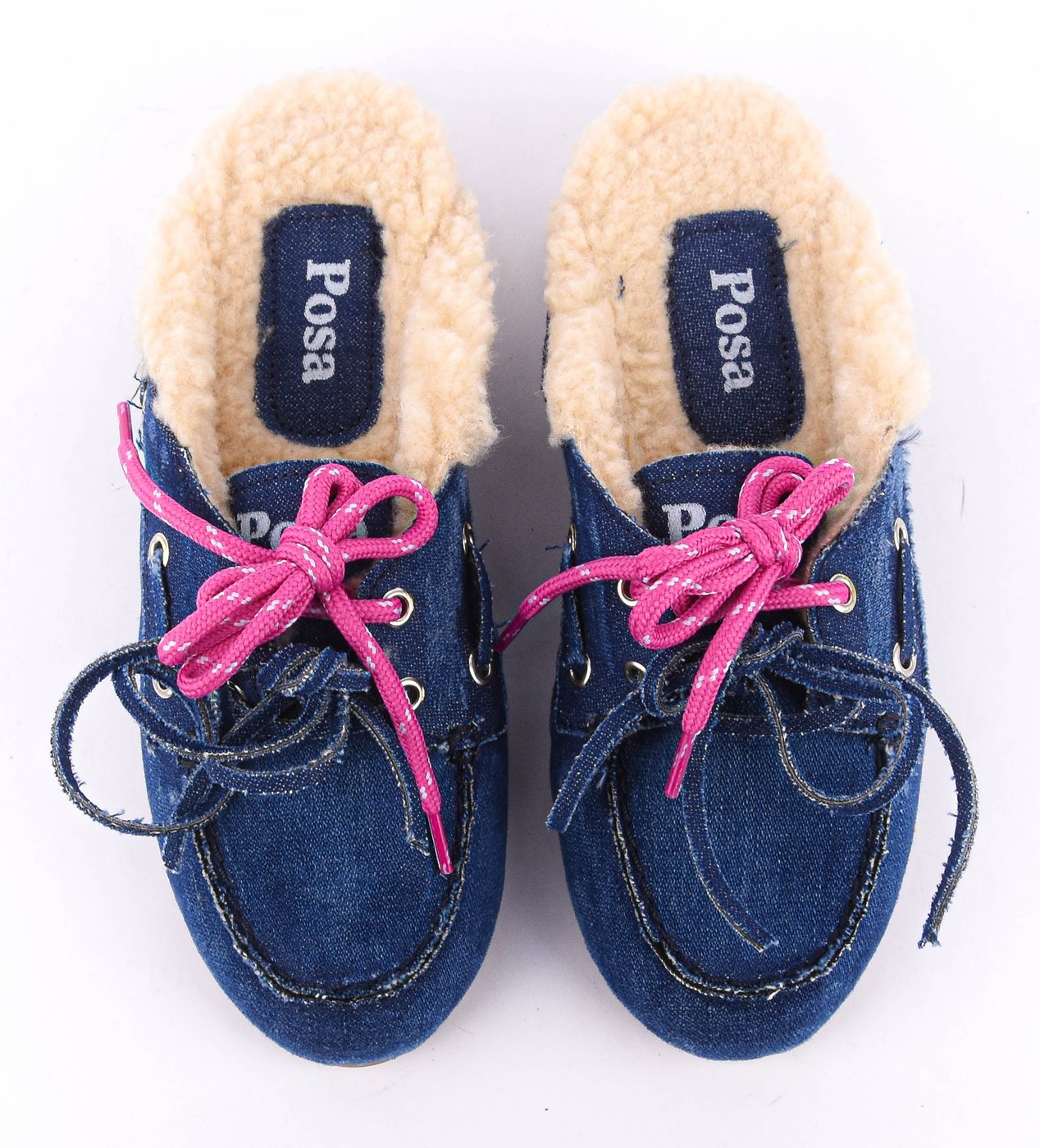 Boat Mule Fur Denim Dark Blue