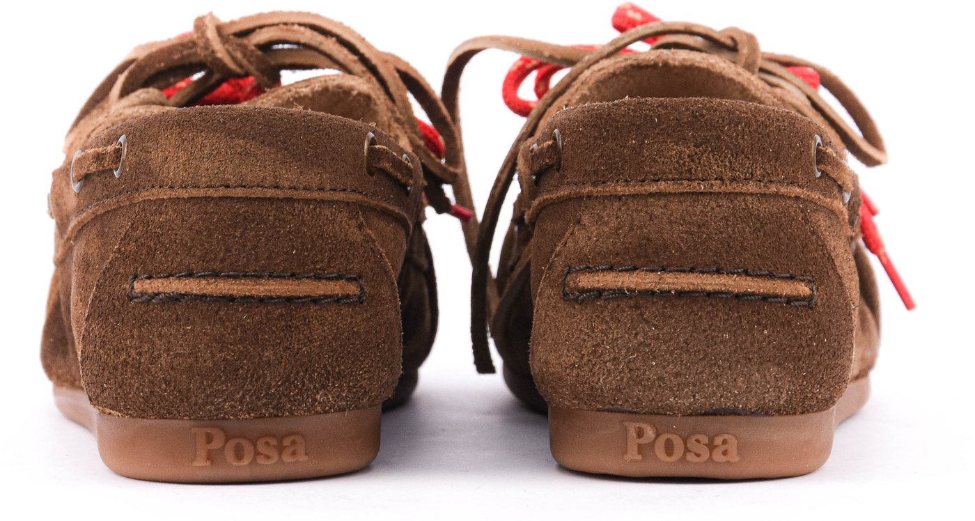 Boat Loafer Wrinkle Brushed Suede Dark Bown